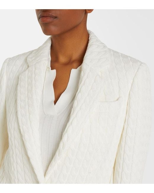 Brunello Cucinelli White Cable-Knit Cotton Blazer