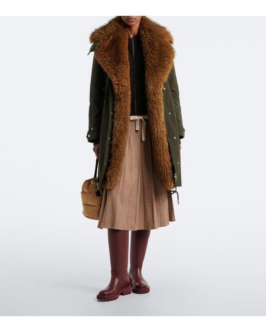 Moncler Natural Caradoc Small Suede Down Bucket Bag