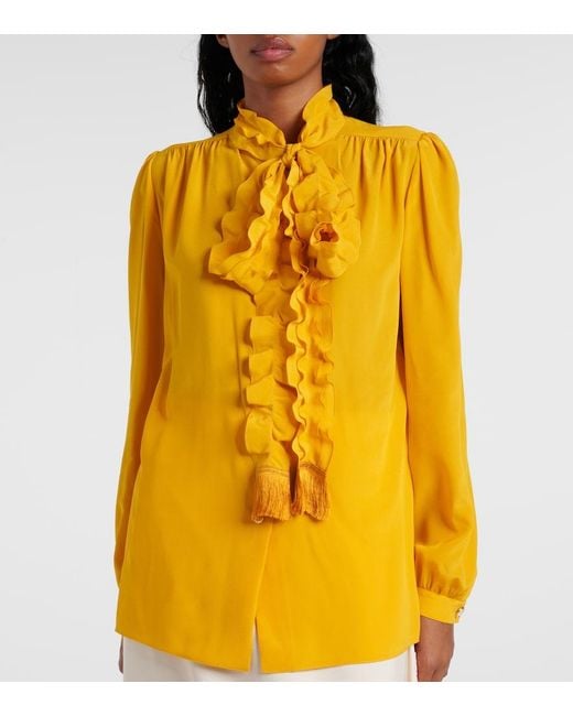 Valentino Yellow Crepe De Chine Shirt