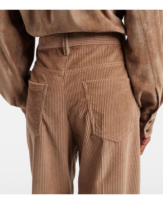 Brunello Cucinelli Brown Monili Cotton Corduroy Wide-Leg Pants