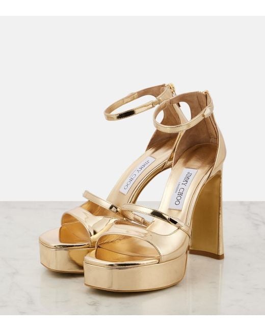 Jimmy Choo Claressa Metallic Leather Platform Sandals