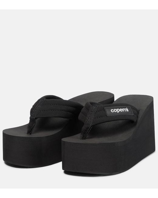 Coperni Black Platform Thong Sandals