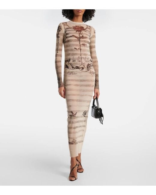 Jean Paul Gaultier Natural Maxikleid Aus Mesh