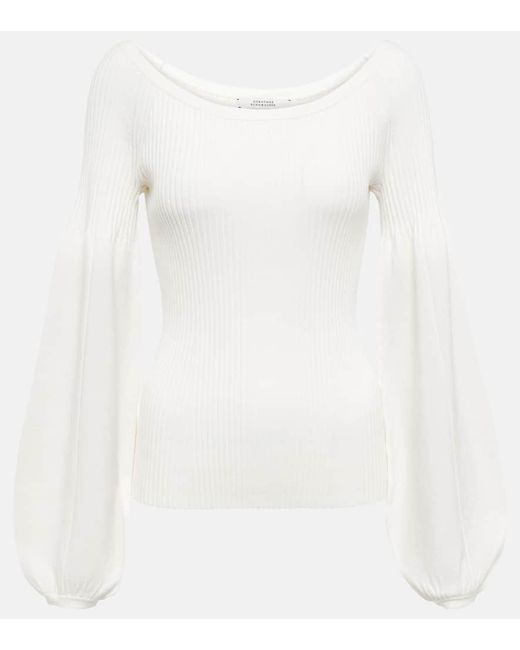 Dorothee Schumacher White Pullover Sleek Ribs