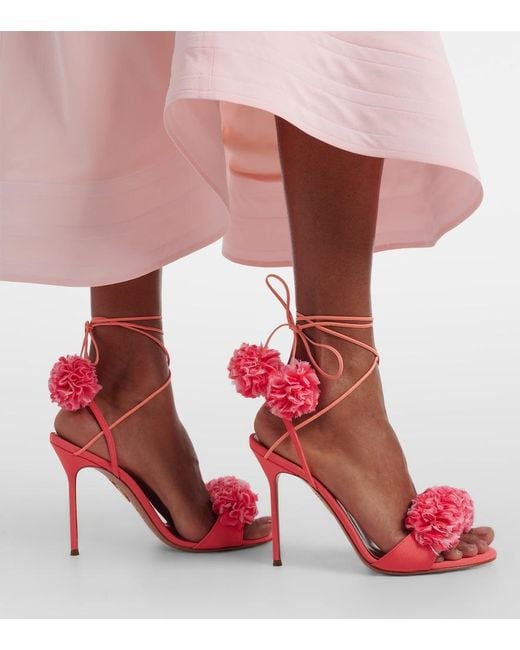 Aquazzura Red Cherry Kiss Leather-Trimmed Sandals