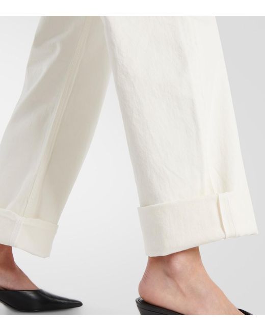 Citizens of Humanity White Ayla Mid-Rise Wide-Leg Jeans