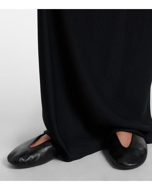 The Row Black Fay Leather Ballet Flats