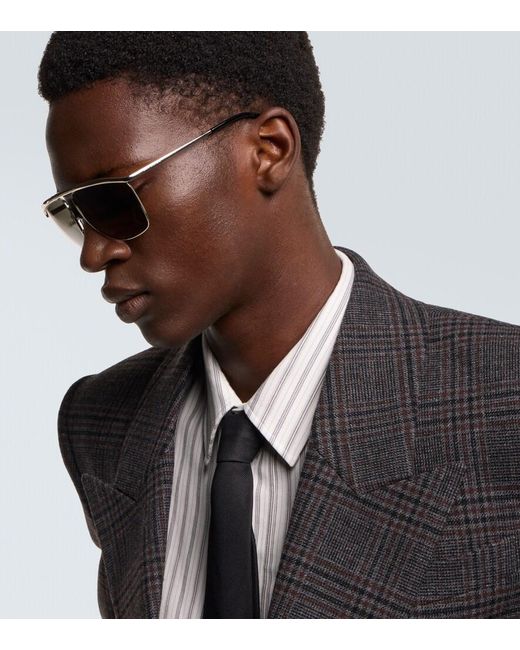 Saint Laurent Gray Sl 820 Victoire Aviator Sunglasses for men