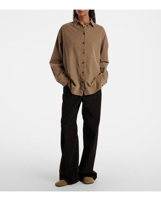 The Row Black Eglitta Cotton Corduroy Straight Pants
