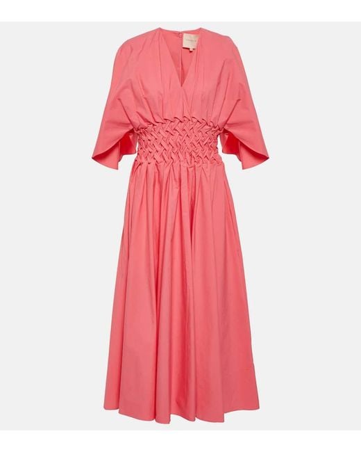 Robe Midi En Popeline De Coton À Plis Esti Roksanda en coloris Pink