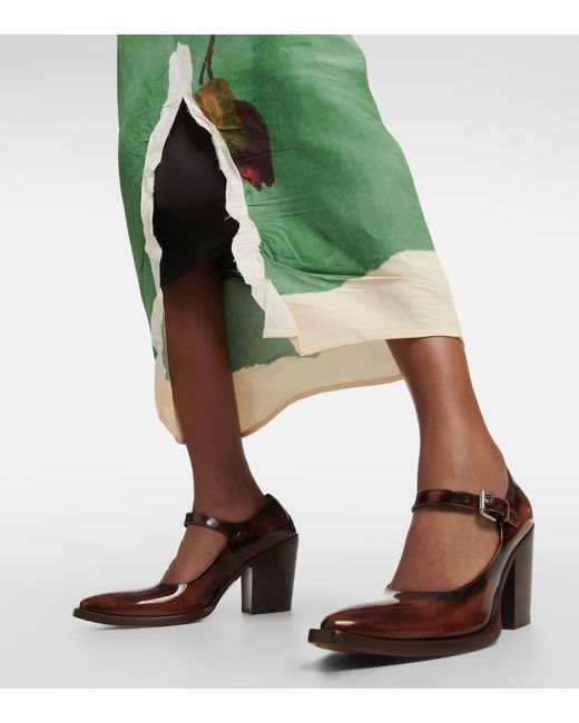 Prada Brown Leather Mary Jane Pumps