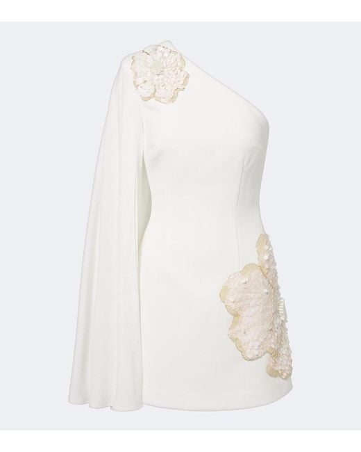 Rebecca Vallance White Sequined One-Shoulder Minidress