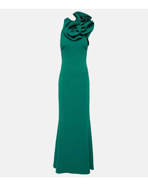 Elie Saab Green Ruffled Gown