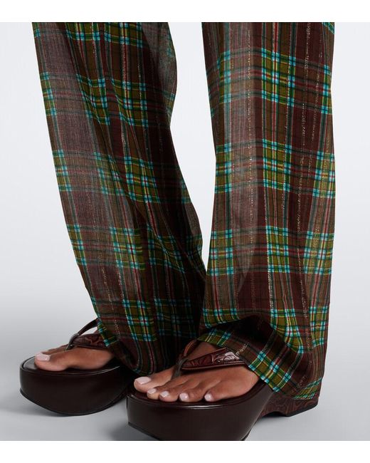 Dries Van Noten Gray Plaid Wide-Leg Pants
