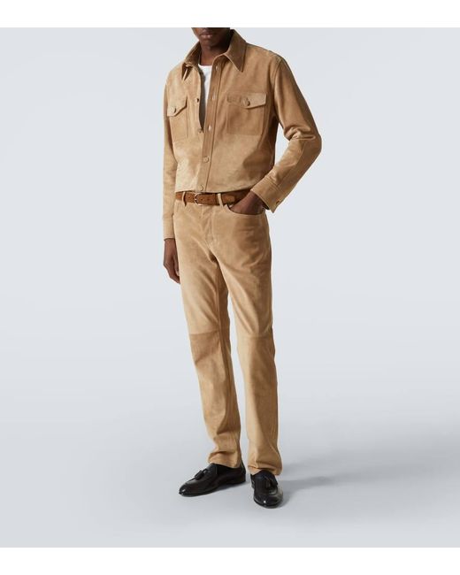 Gabriela Hearst Natural Anthony Suede Straight Pants for men