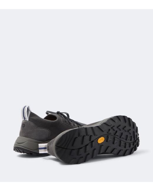 Fedeli Black Knitted Suede-Trimmed Sneakers for men