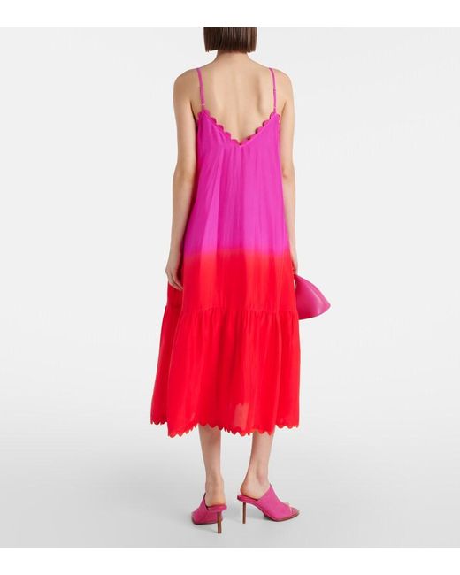 Juliet Dunn Red Ombre Silk Midi Dress