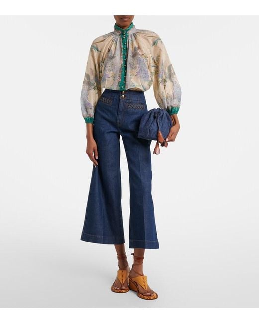 Jeans Flared Cropped Aster Zimmermann de color Blue
