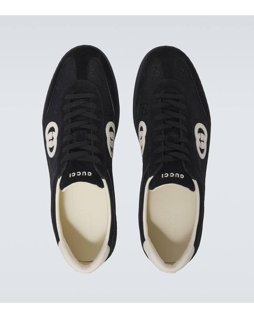 Gucci Black G75 Suede And Canvas Sneakers for men