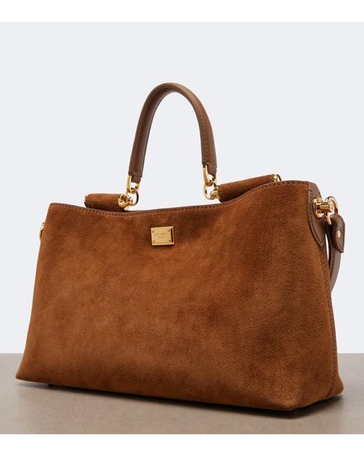 Dolce & Gabbana Brown Vittoria Medium Suede Tote Bag