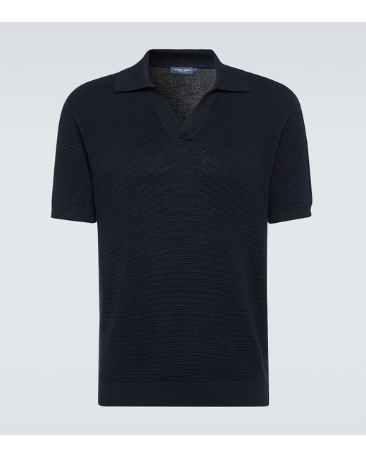 Frescobol Carioca Blue Rino Cotton And Silk Polo Shirt for men