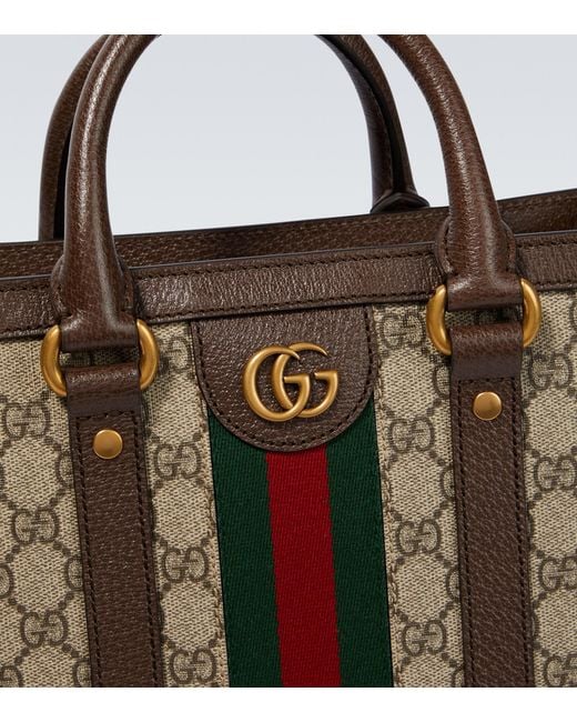 GUCCI Ophidia Leather-Trimmed Monogrammed Coated-Canvas Tote Bag for Men