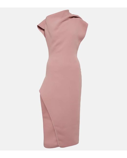 Maticevski Pink Rejoice Asymmetric Crepe Midi Dress