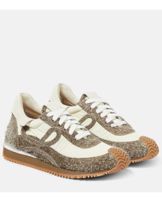 Loewe Natural Flow Runner Monogram Leather And Shell Trainers