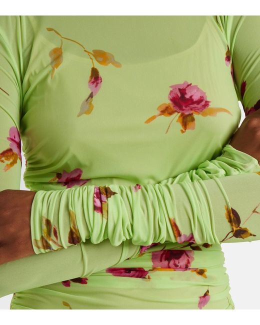 Blumarine Green Floral Jersey Maxi Dress