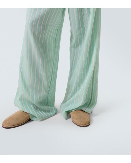 Balenciaga Green Striped Mid-Rise Pajama Pants for men