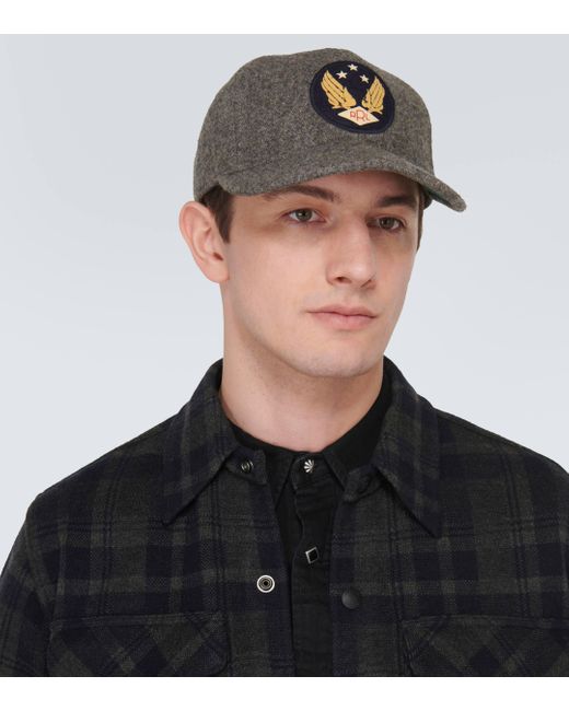 RRL Gray Patched Wool-blend Baseball Cap for men