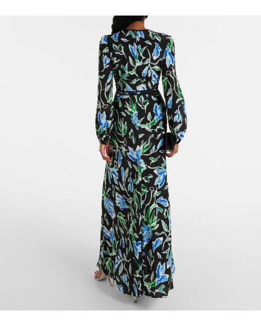 Diane von Furstenberg Blue Seline Floral Maxi Dress