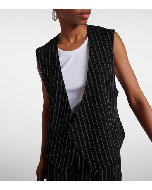 AMI Black Virgin Wool Pinstripe Waistcoat