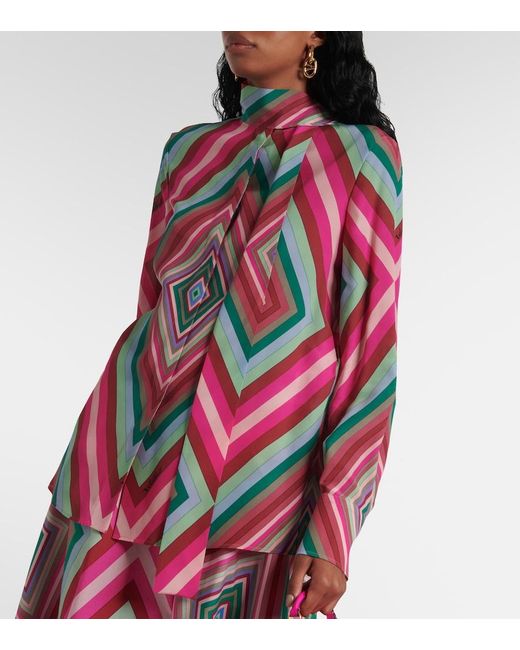 Valentino Pink Tie-Neck Silk Crepe De Chine Shirt