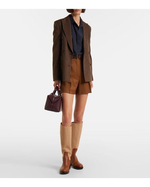 Max Mara Brown Cavaliere Leather And Wool Knee-High Boots