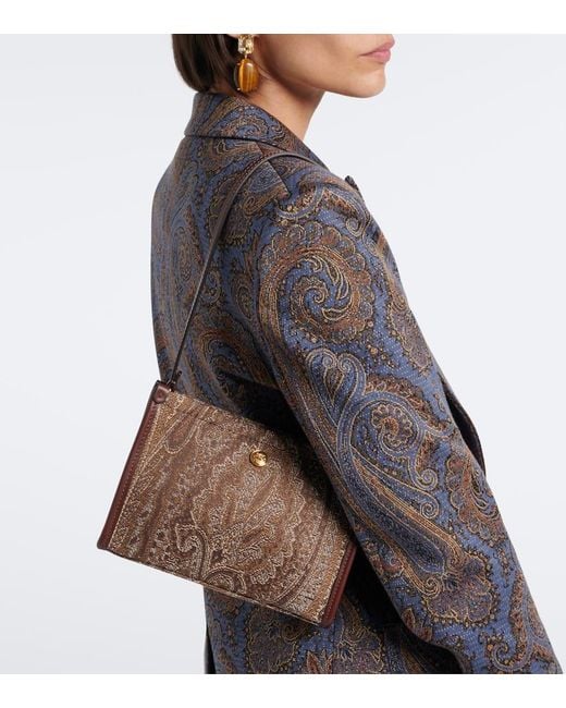 Etro Brown Arnica Small Coated Canvas Top Handle Bag