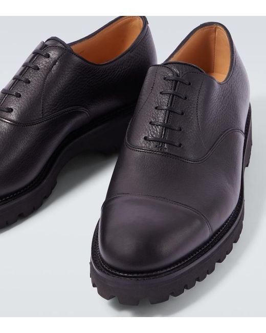 John Lobb Black Leather Oxford Shoes for men