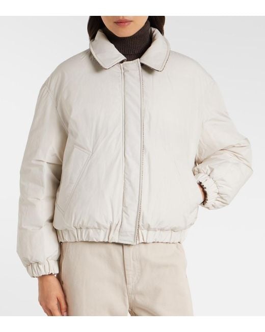 Brunello Cucinelli Brown Wool-Blend Down Jacket