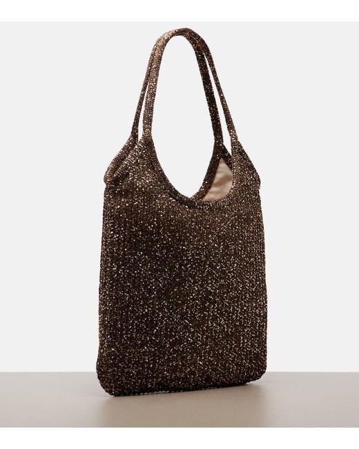 Miu Miu Brown Ivy Sequined Mesh Shopper
