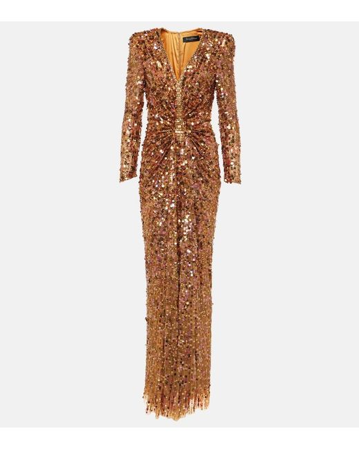 Jenny Packham Brown Embellished Gown