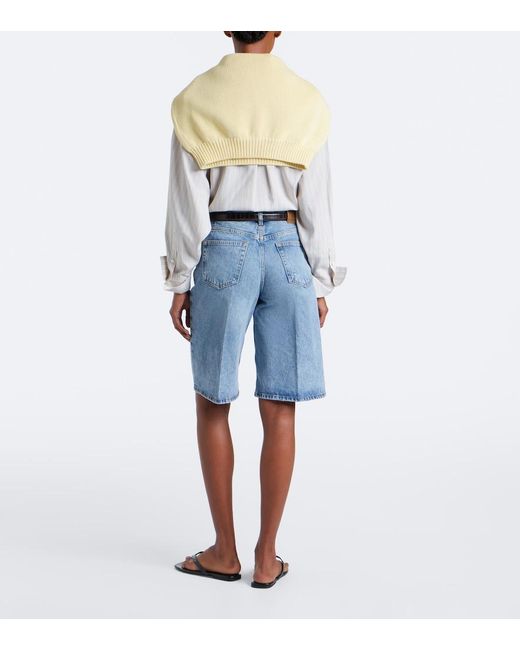 Totême Blue Denim Bermuda Shorts
