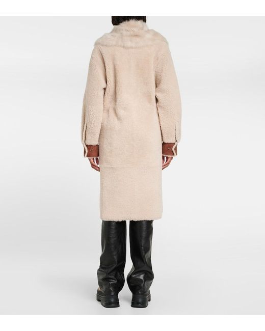 Bogner Brown Gritt Suede-Trimmed Shearling Coat
