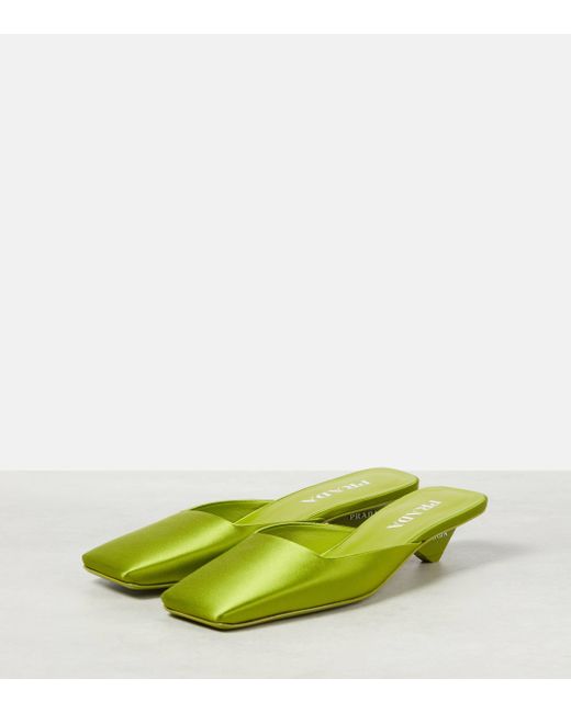 Prada Yellow Satin Mules