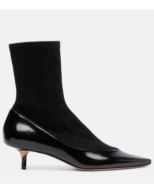 Jacquemus Black Tourni Leather And Suede Ankle Boots