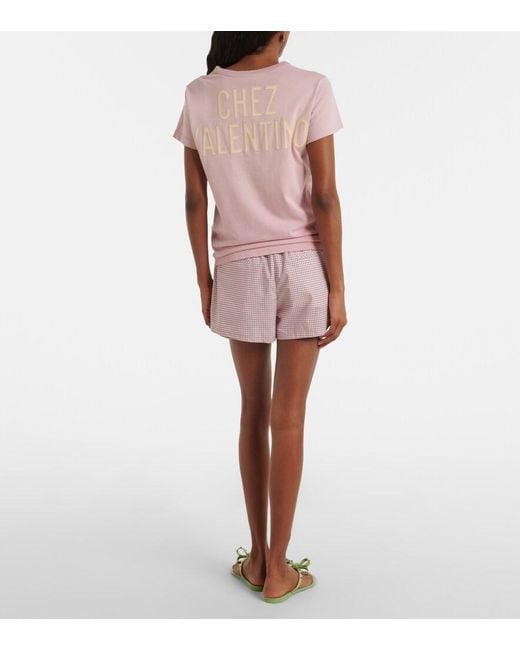 Valentino Pink Gingham Cotton Shorts