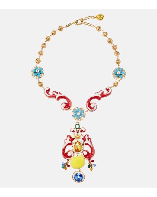Dolce & Gabbana White Verzierte Halskette