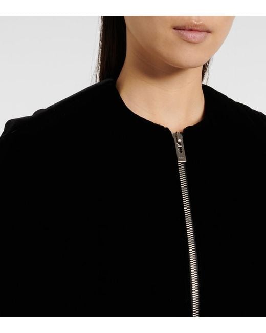 Alaïa Black Asymmetric Velvet Midi Skirt