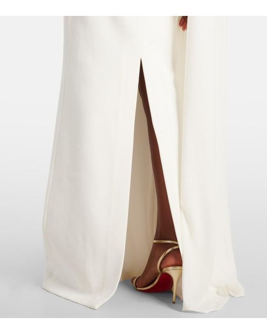 Rebecca Vallance White Athena One-Shoulder Crepe Gown