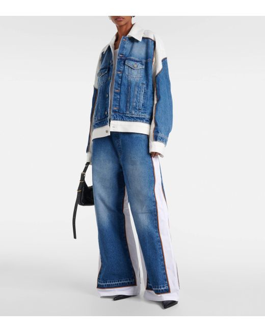 Jean Paul Gaultier Blue Paneled Mid-rise Wide-leg Jeans