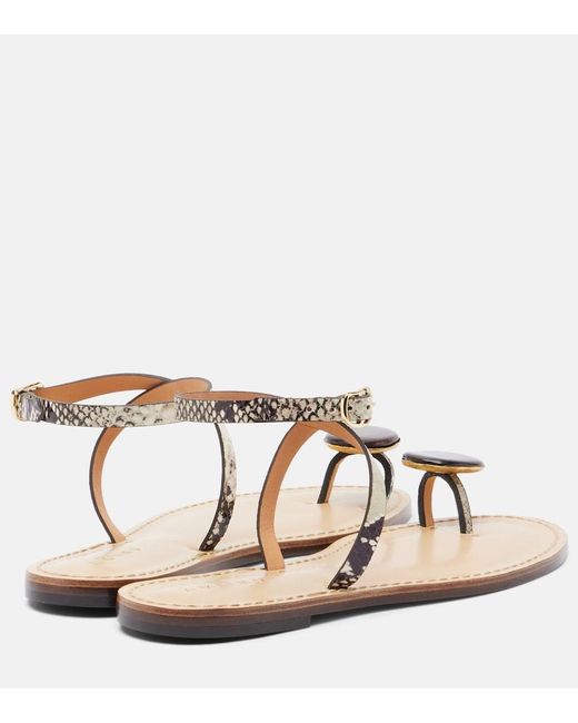Amanu Natural Kigali Snake-Effect Leather Sandals